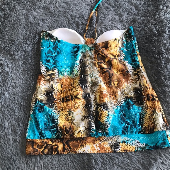 BIKINI BAY Tankini Top Halter Tie Neck Size 12 - Picture 3 of 6